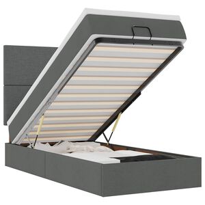 vidaXL Bed met matras 90x200 cm stof donkergrijs