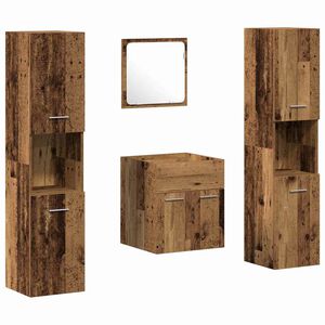 vidaXL Badkamermeubelset Wandgemonteerd 4 pcs Oud Hout Bewerkt hout