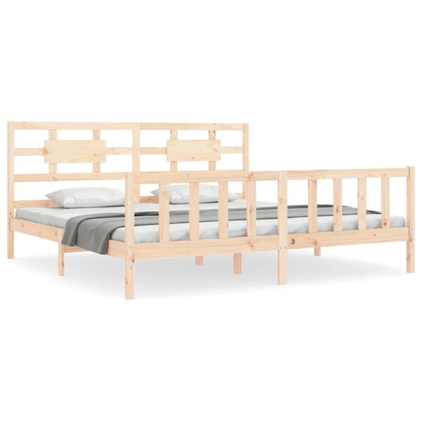 vidaXL Bedframe met hoofdbord massief hout