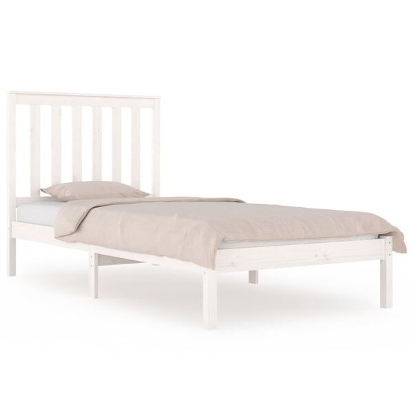 vidaXL Bedframe massief grenenhout wit 75x190 cm