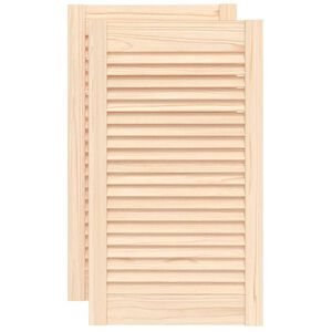 vidaXL Kastdeuren met lamellen 2 st 69x39,4 cm massief grenenhout