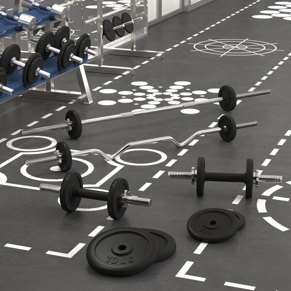 vidaXL Halterset met gewichten 60 kg gietijzer