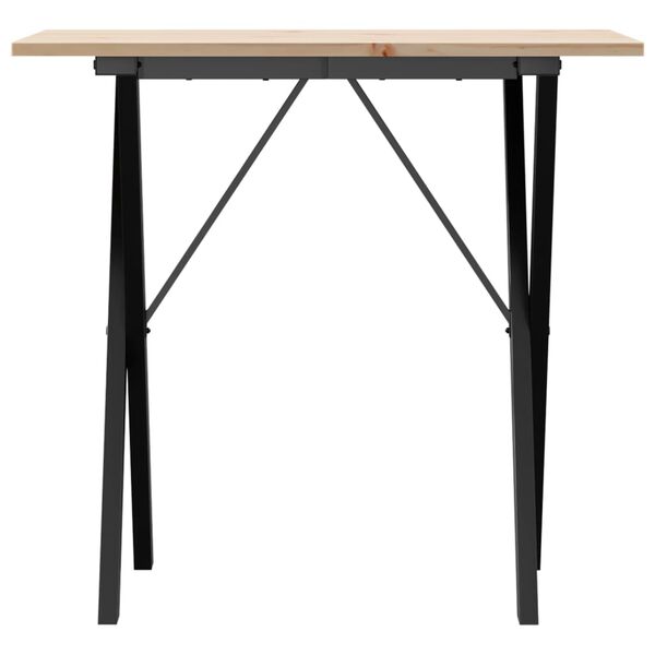 vidaXL Eettafel X-frame 80x50x75 cm massief grenenhout en staal