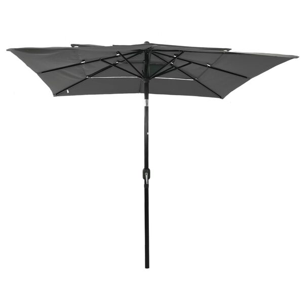 vidaXL Parasol 3-laags met aluminium paal 2,5x2,5 m antracietkleurig