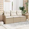 vidaXL Tuin Sofa Set met kussen met opslag 3 pcs Beige Poly riet