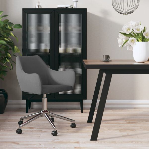 vidaXL Eetkamerstoel draaibaar stof donkergrijs