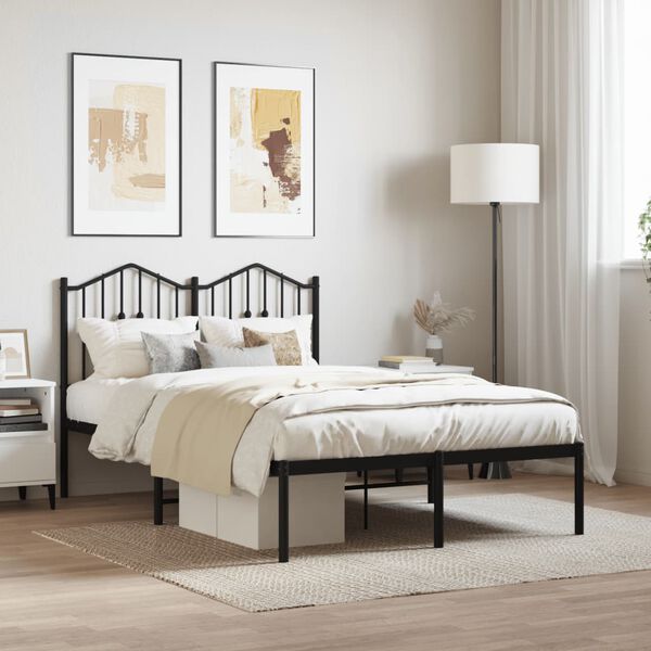vidaXL Bedframe met hoofdbord metaal zwart 120x190 cm