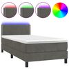 vidaXL Boxspring met matras en LED fluweel donkergrijs 90x200 cm