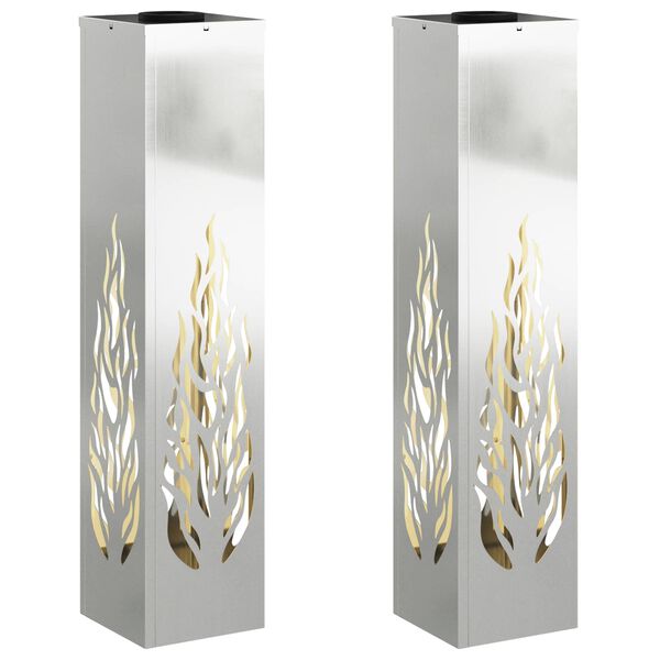 vidaXL Solar LED Pad Licht 2 pcs Zilver Gegalvaniseerd staal