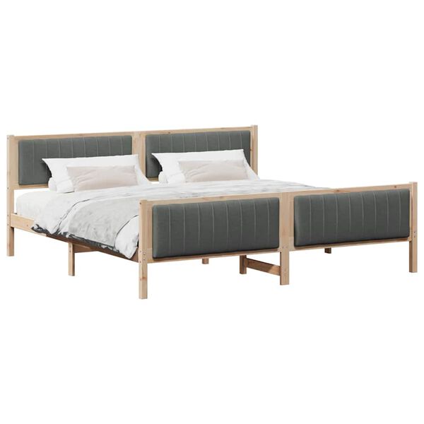 vidaXL Bedframe Bruin en donkergrijs 200 x 200 cm Massief grenenhout