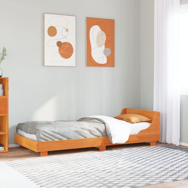 vidaXL Bedframe zonder matras massief grenenhout wasbruin 75x190 cm