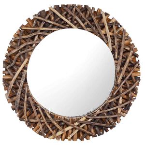 vidaXL Wandspiegel rond 60 cm teakhout