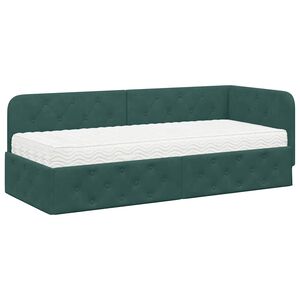 vidaXL Hoekbedframe Donkergroen 80 x 200 cm Fluweel