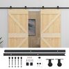 vidaXL Schuifdeur 2 pcs Naturel en Zwart Massief grenenhout