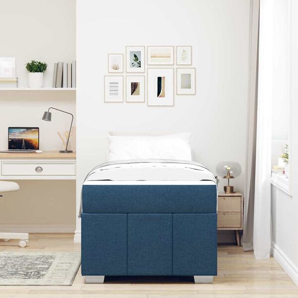vidaXL Bedframe met matras Blauw 80 x 200 cm Stof