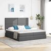 vidaXL Bed met LED-striplichten Donkergrijs 180 x 200 cm Stof