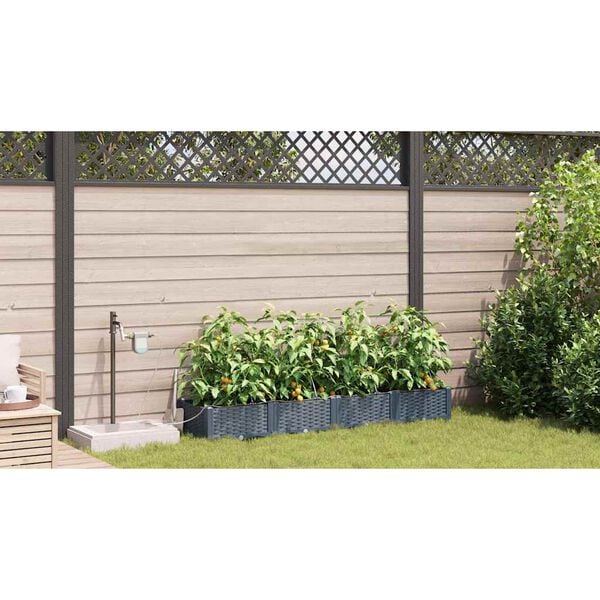 vidaXL Tuin Bloempot 4 pcs Licht Grijs Staal
