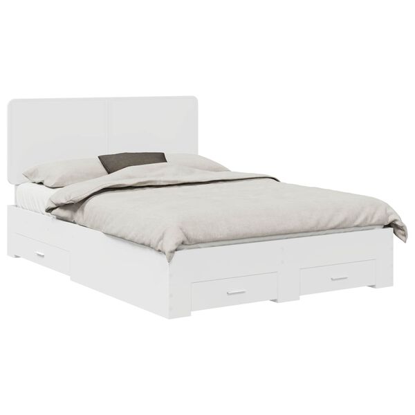 vidaXL Bedframe met hoofdeinde met lade Wit 150 x 200 cm Bewerkt hout