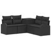 vidaXL Bankstel 5 st Zwart Poly Rattan en Staal