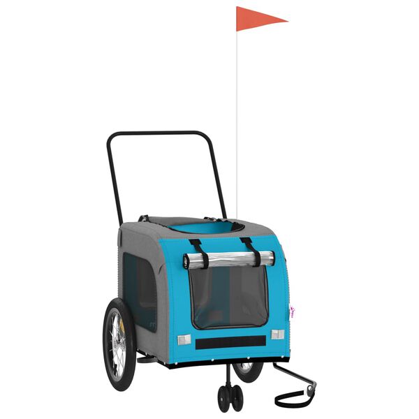 vidaXL Hondenfietstrailer oxford stof en ijzer blauw en grijs