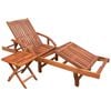 vidaXL Ligbed met tafel massief acaciahout