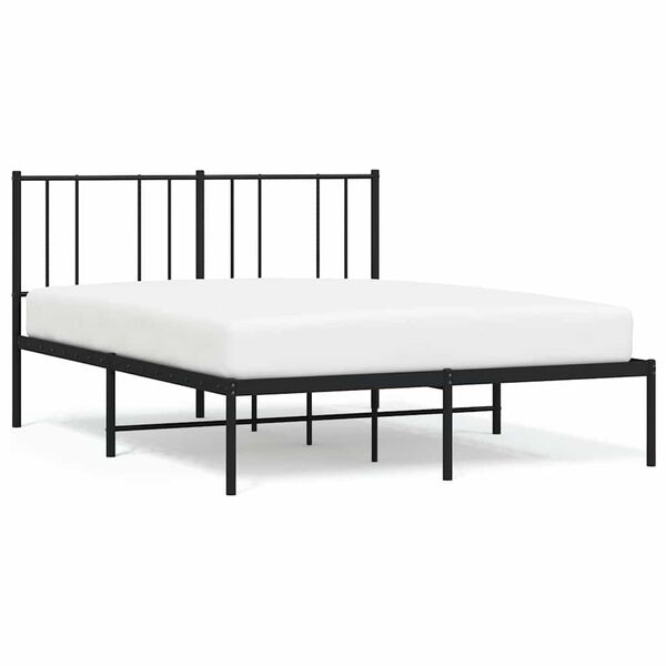 vidaXL Bedframe met hoofdbord metaal zwart 140x200 cm