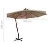 vidaXL Zweefparasol met paal 3,5x2,9 m massief vurenhout taupe
