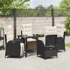 vidaXL Tuin eettafelset met kussen 5 pcs Zwart poly rattan