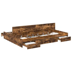 vidaXL Opbergbedframe met lade Gerookt eiken 140 x 190 cm Bewerkt hout