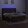 vidaXL Boxspring met matras en LED stof donkerbruin 160x200 cm