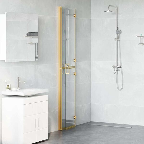 vidaXL Inloop douche wand Goud en transparant 80 x 190 cm Gehard glas