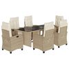 vidaXL 7-delige Tuinset met kussens poly rattan beige