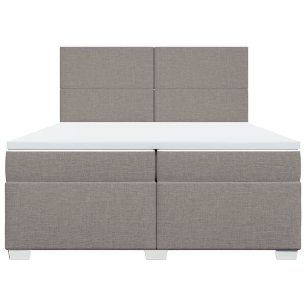 vidaXL Boxspring met matras stof taupe 200x200 cm