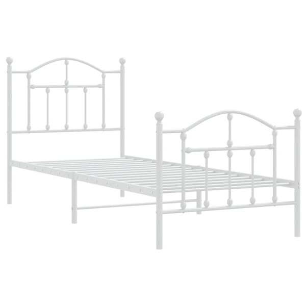 vidaXL Bedframe met hoofd- en voeteneinde metaal wit 80x200 cm