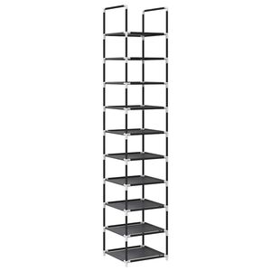 vidaXL Schoenenrek 10-laags 33x33x174 cm nonwoven stof zwart