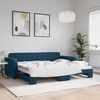vidaXL Slaapbank met onderschuifbed 90x200 cm fluweel blauw