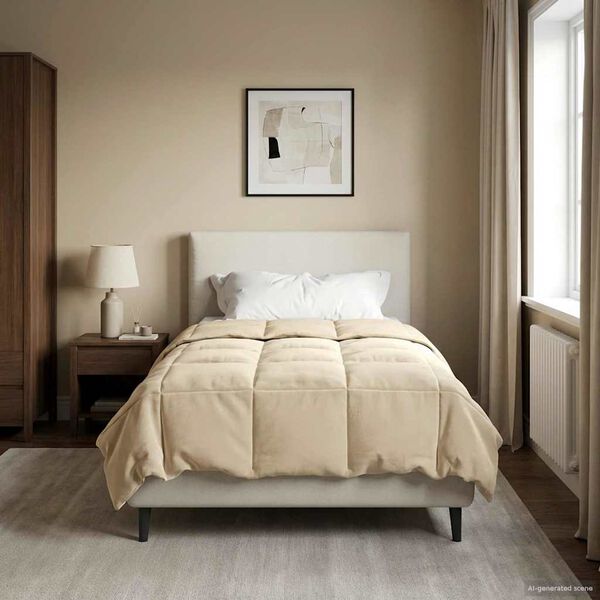 vidaXL Winter Dekbed Gekwilt Cr&egrave;me 155 x 200 cm Microfiber