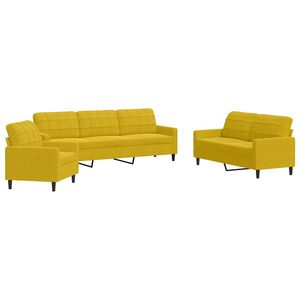 vidaXL 3-delige Loungeset met kussens fluweel geel