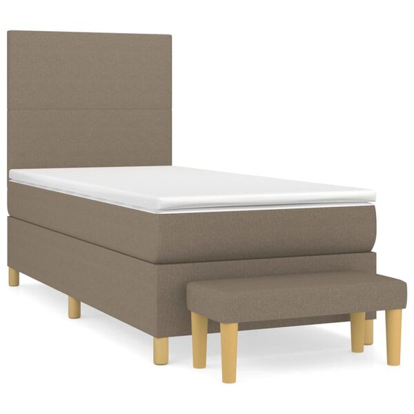 vidaXL Boxspring met matras stof taupe 100x200 cm