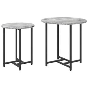 vidaXL Bijzettafelset 2 st Grijs Sonoma en Zwart 50 x 50 x 50 cm