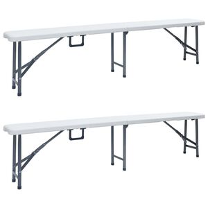 vidaXL Tuinbanken inklapbaar 2 st 180 cm HDPE wit