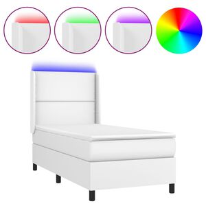vidaXL Boxspring met matras en LED kunstleer wit 100x200 cm