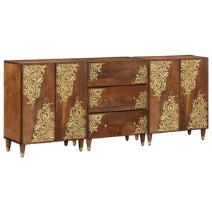 vidaXL Badkamerkastenset 3 st 180 x 33 x 75 cm Massief Mango Hout