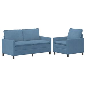 vidaXL Bankstel 2 st Blauw Stof
