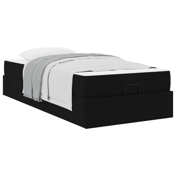vidaXL Bedframe met matras met matras 2 pcs Zwart Stof
