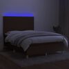 vidaXL Boxspring met matras en LED stof donkerbruin 140x190 cm