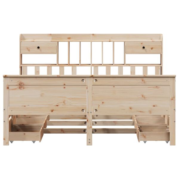 vidaXL Bed met boekenkast zonder matras massief grenenhout 180x200 cm