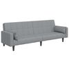 vidaXL Slaapbank 2-zits met voetenbank stof lichtgrijs
