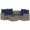 vidaXL Bankstel 6 st Grijs en Marineblauw Poly Rattan en Staal