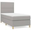 vidaXL Boxspring met matras stof lichtgrijs 90x200 cm